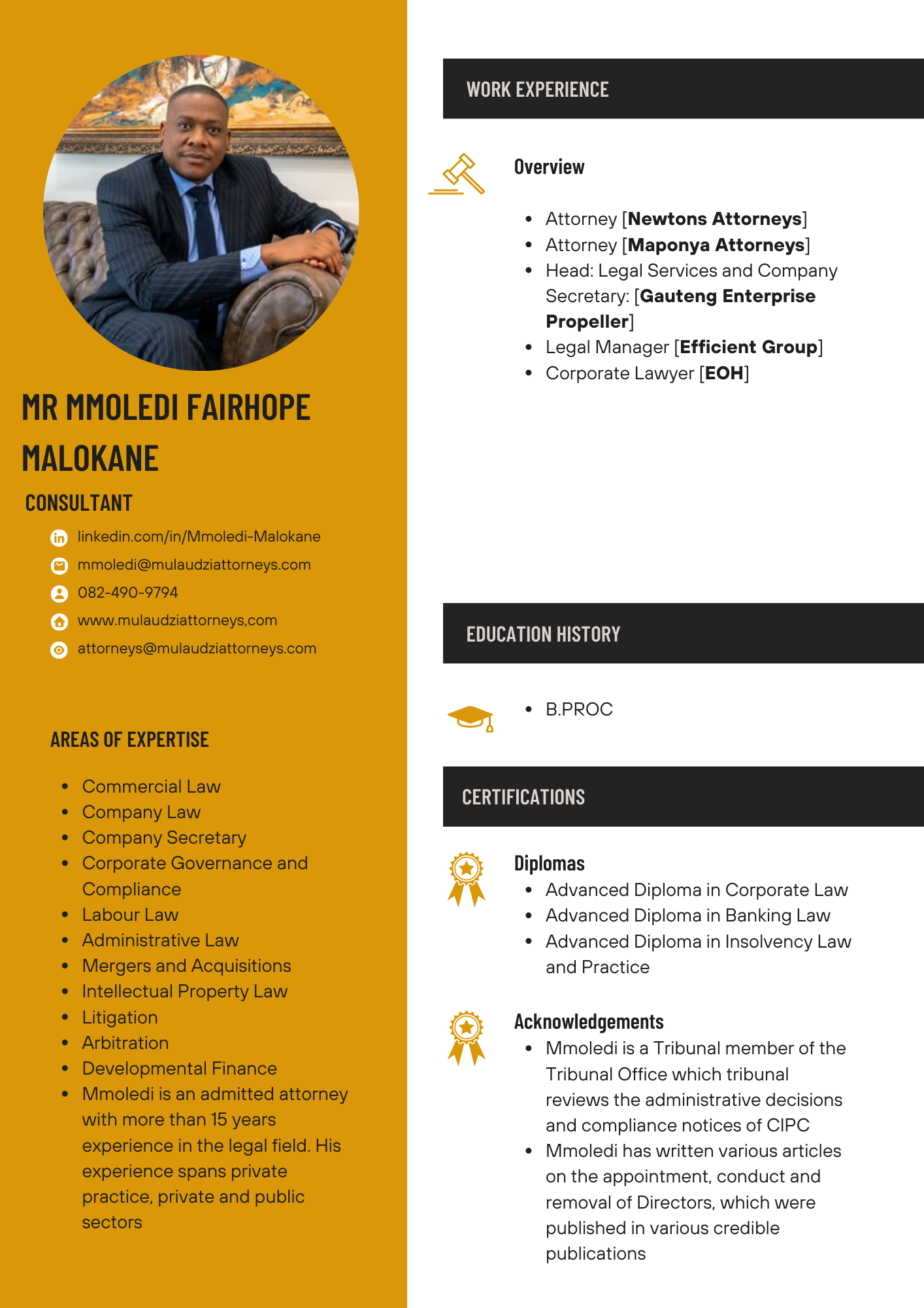 CV Mr. MMOLEDI FAIRHOPE MALOKANE